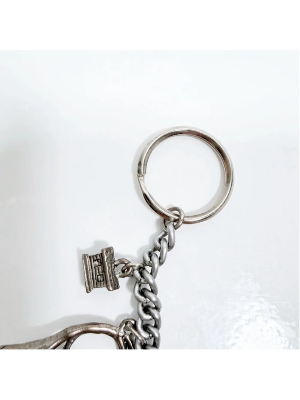 VTG Silversmith Style Alpine German Souvenir Charm Key Ring Lantern Cuckoo Clock